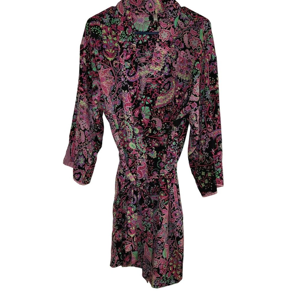 CRUZ NATORI Women's Black & Purple Floral Night Robe, One Size